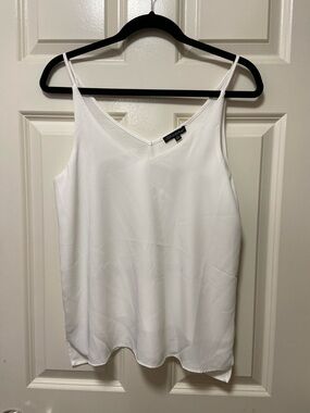 Shinestar White V-Neck Satin-Look Cami